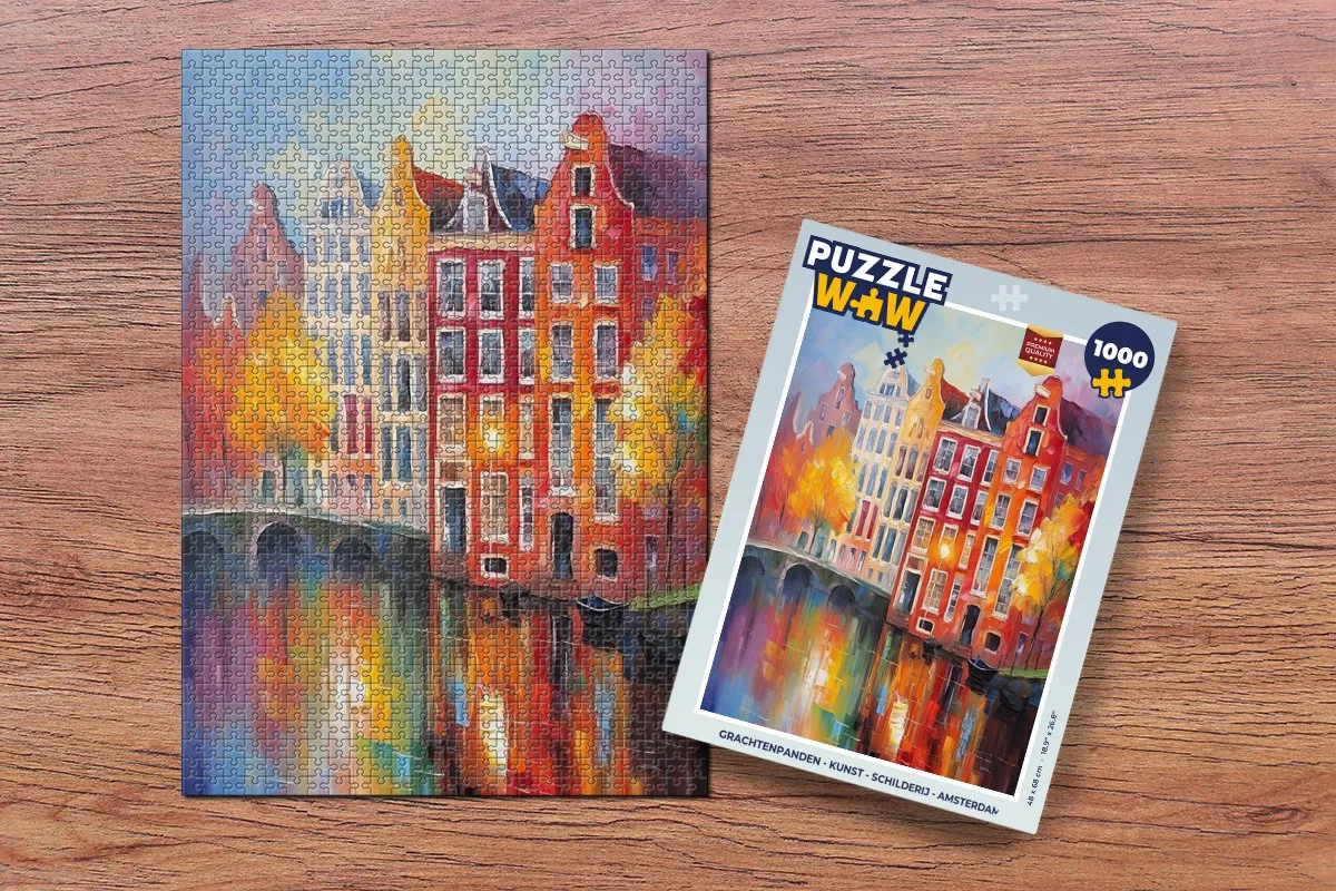 PuzzleWow Grachtenpanden Legpuzzel 1000 Stuks - Multicolor