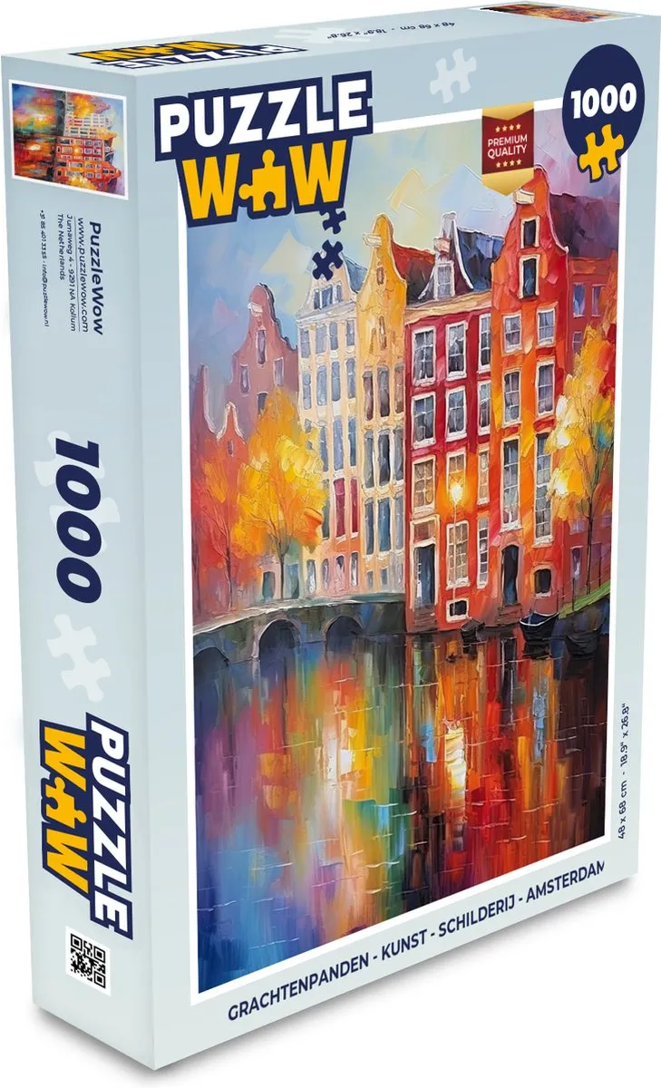 PuzzleWow Grachtenpanden Legpuzzel 1000 Stuks - Multicolor