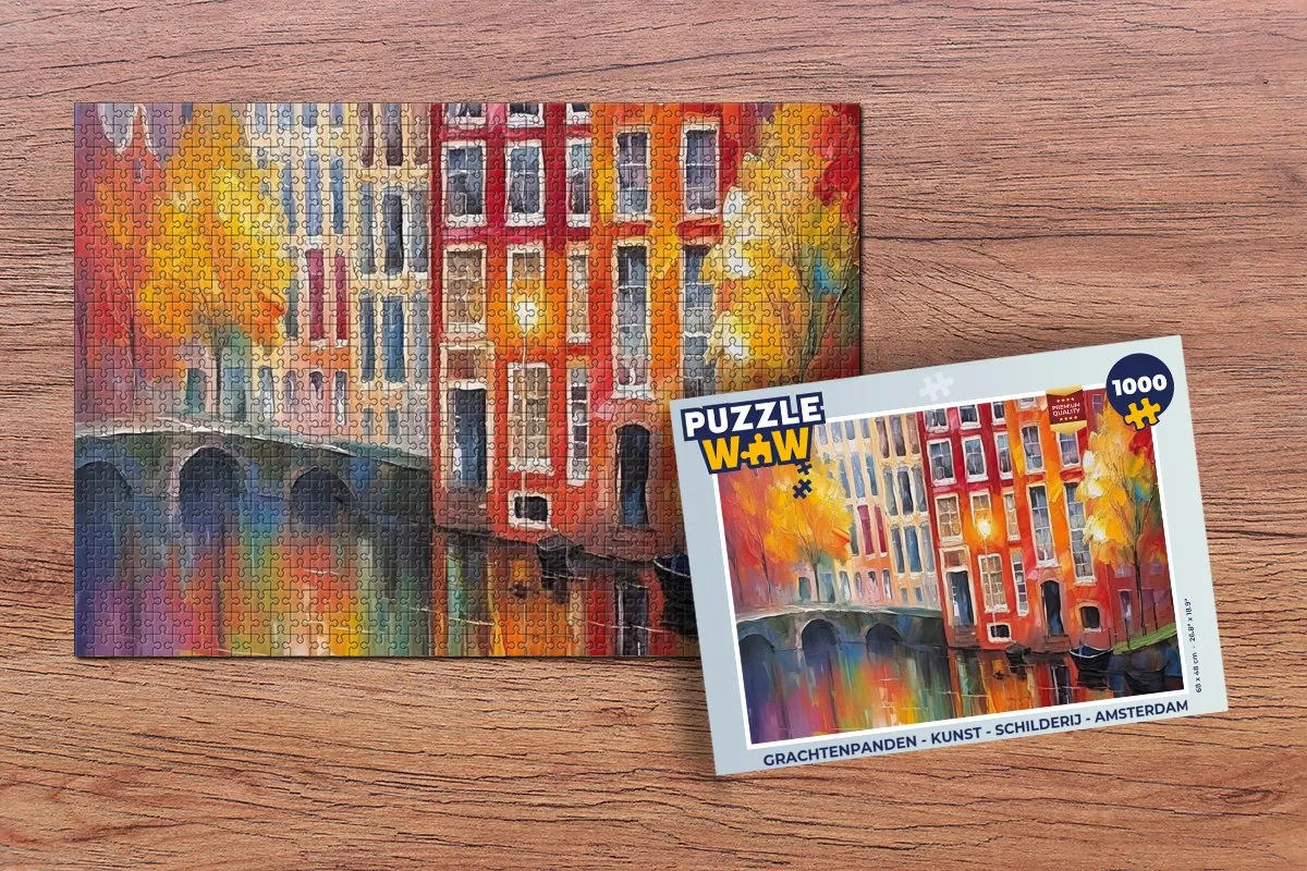 PuzzleWow Grachtenpanden Legpuzzel 1000 Stuks - Multicolor