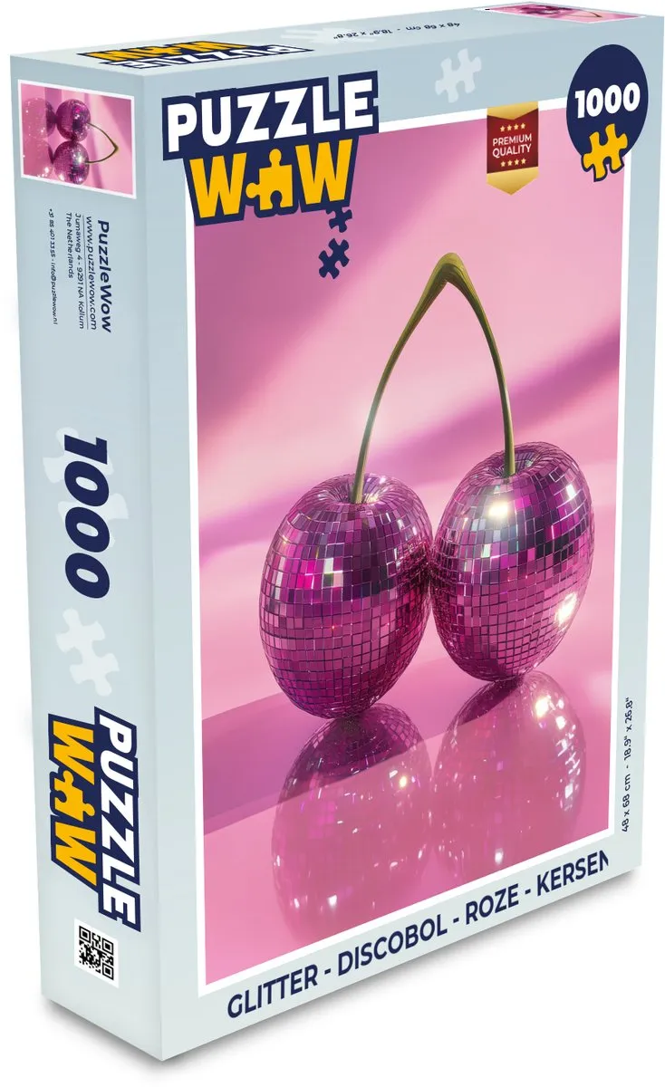 PuzzleWow Glitter Discobol Legpuzzel 1000 Stuks - Roze/Kersen