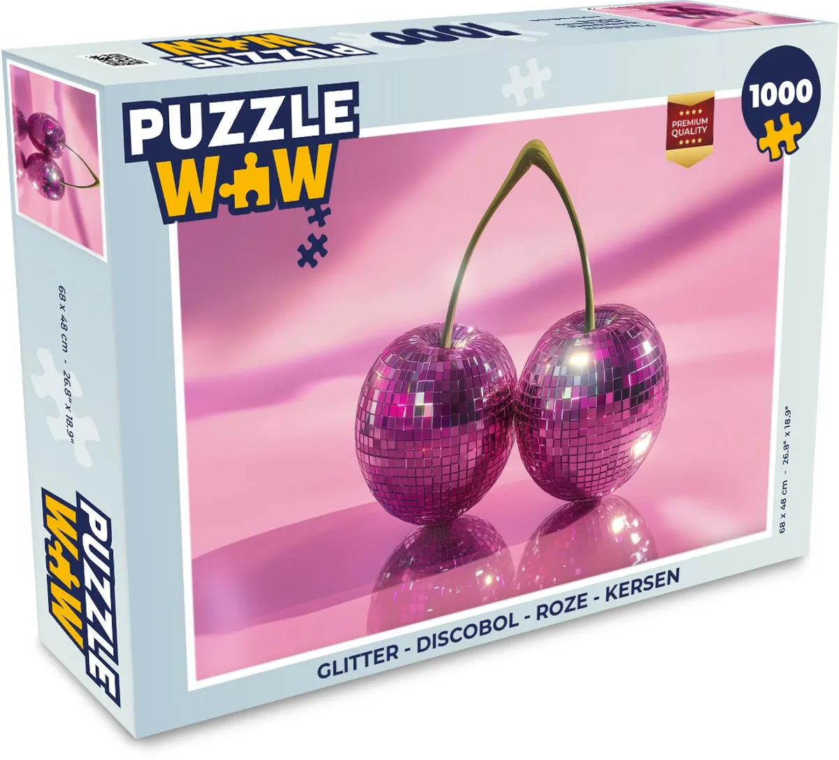 PuzzleWow Glitter Discobol Legpuzzel 1000 Stuks - Roze/Kersen