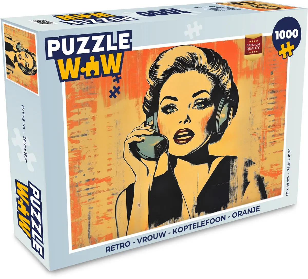 PuzzleWow Retro Koptelefoon Legpuzzel 1000 Stuks - Oranje