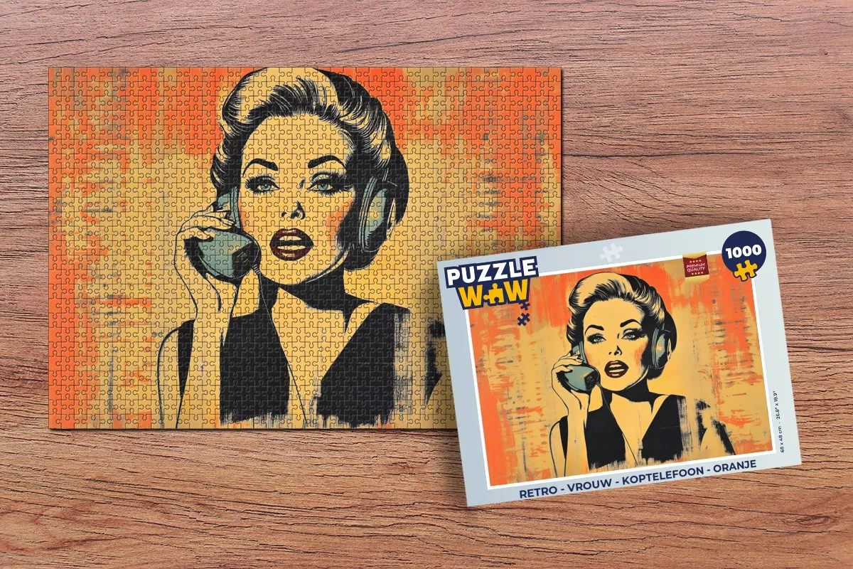 PuzzleWow Retro Koptelefoon Legpuzzel 1000 Stuks - Oranje