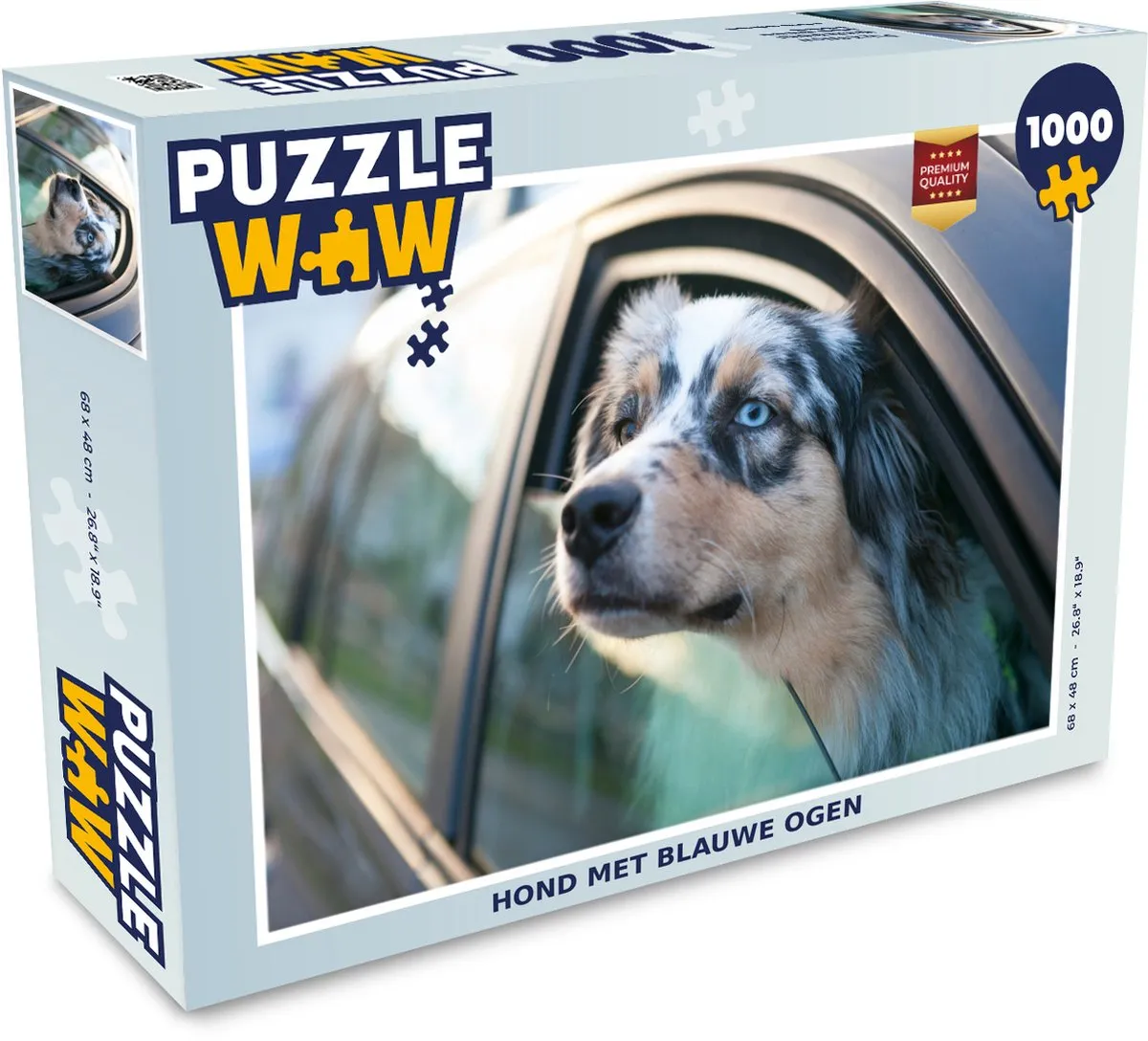 PuzzleWow Legpuzzel Hond met blauwe ogen 1000 Stuks - Multicolor