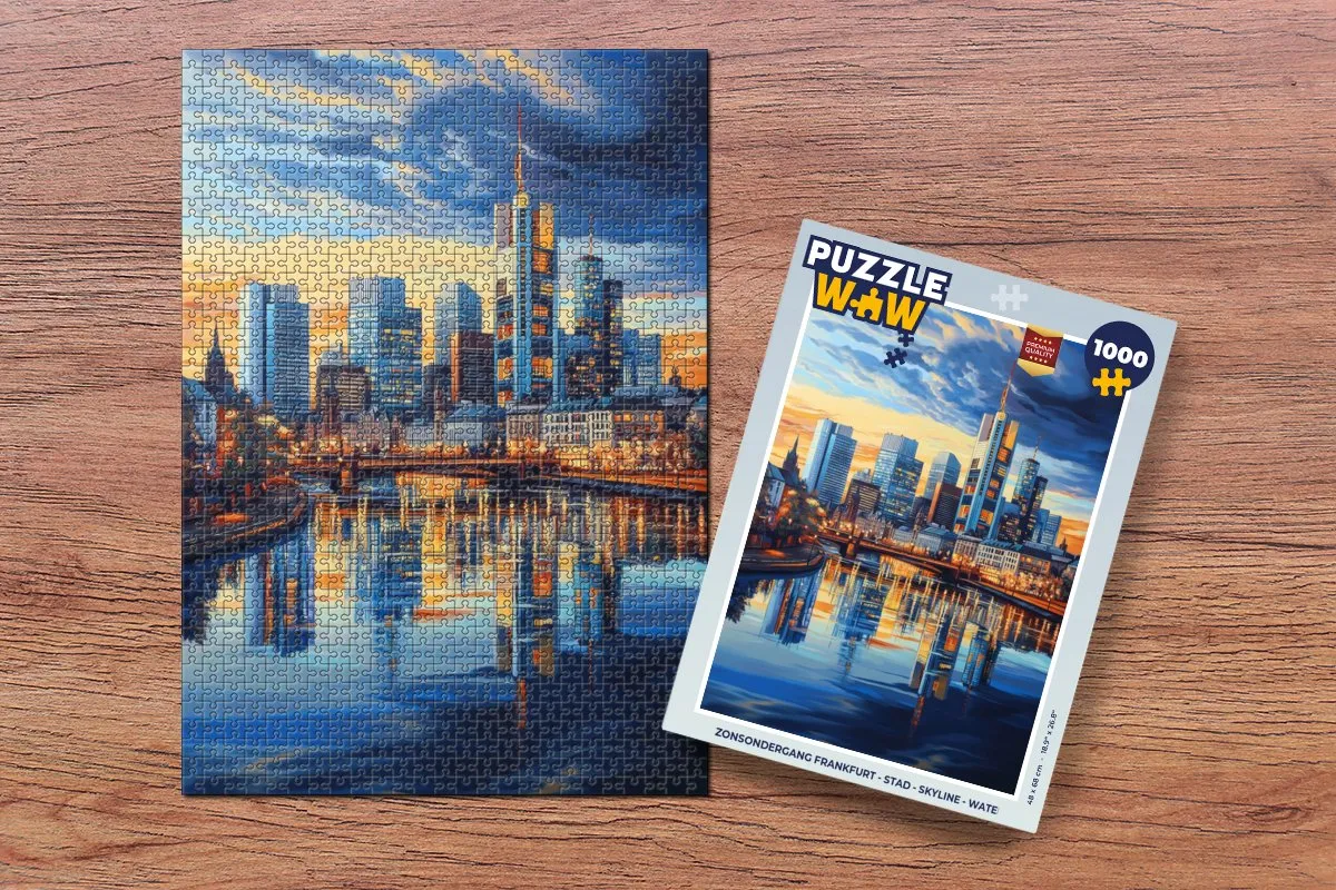 PuzzleWow Zonsondergang Frankfurt Legpuzzel 1000 Stuks - Stad/Skyline