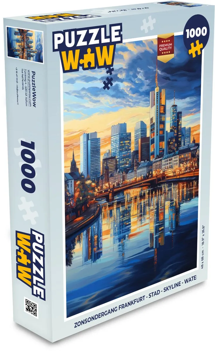 PuzzleWow Zonsondergang Frankfurt Legpuzzel 1000 Stuks