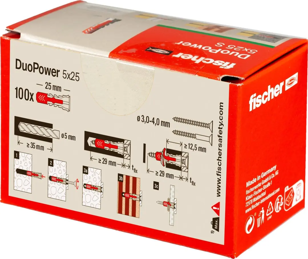 Fischer DuoPower Pluggen 5x25mm - 100 Stuks