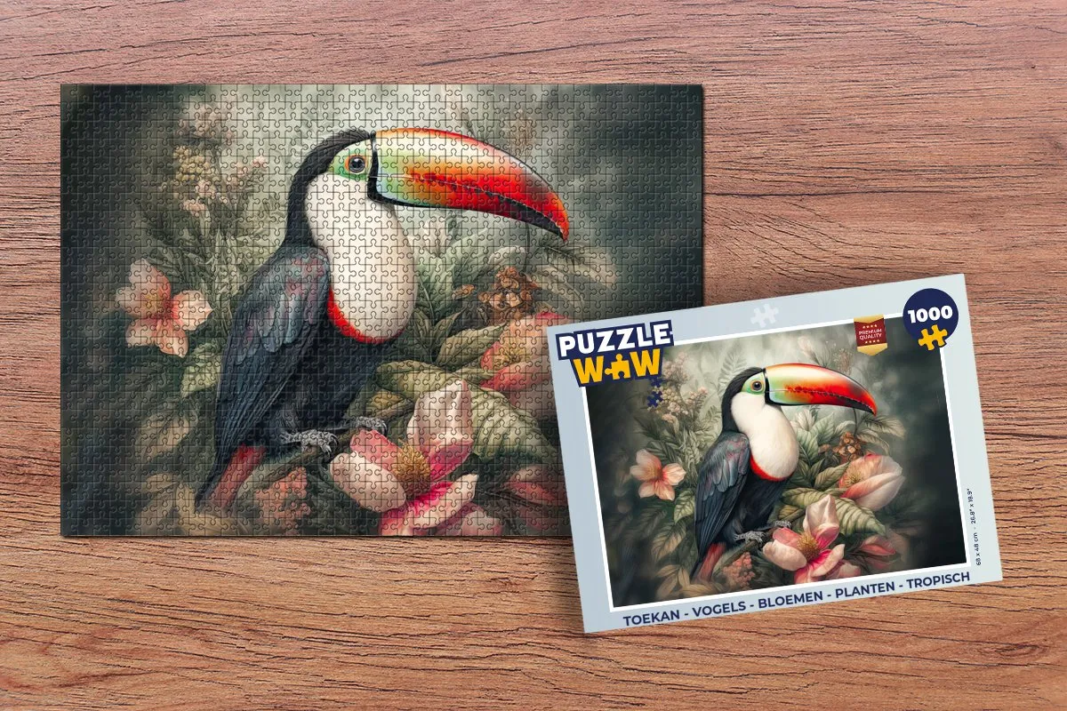 PuzzleWow Vogels Bloemen Planten Legpuzzel 1000 Stuks - Multicolor