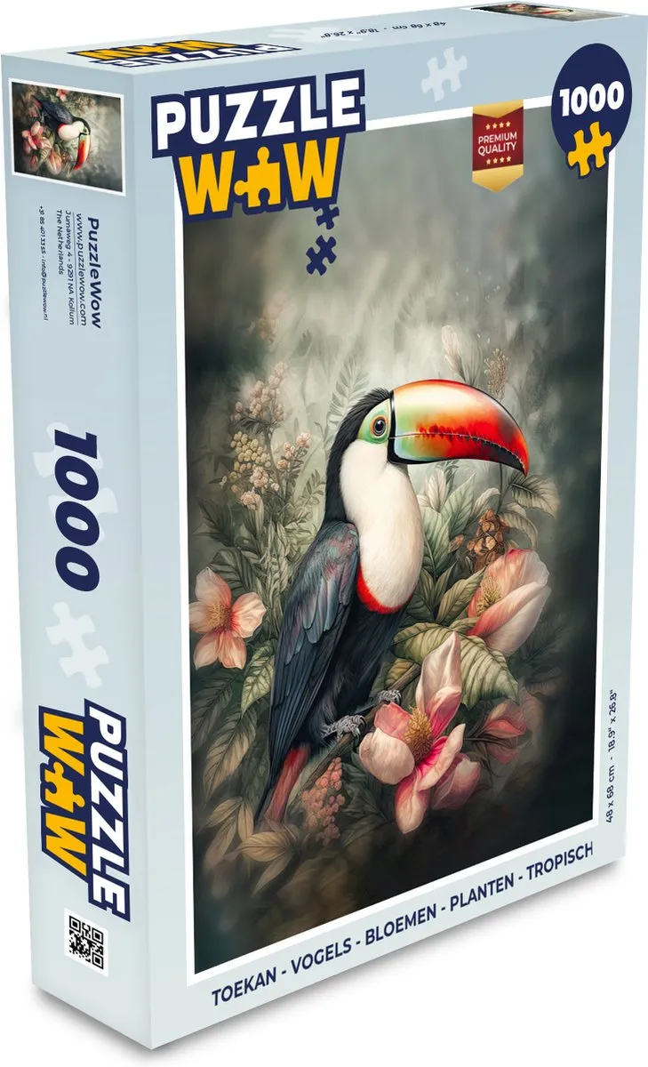 PuzzleWow Vogels Bloemen Planten Legpuzzel 1000 Stuks - Multicolor