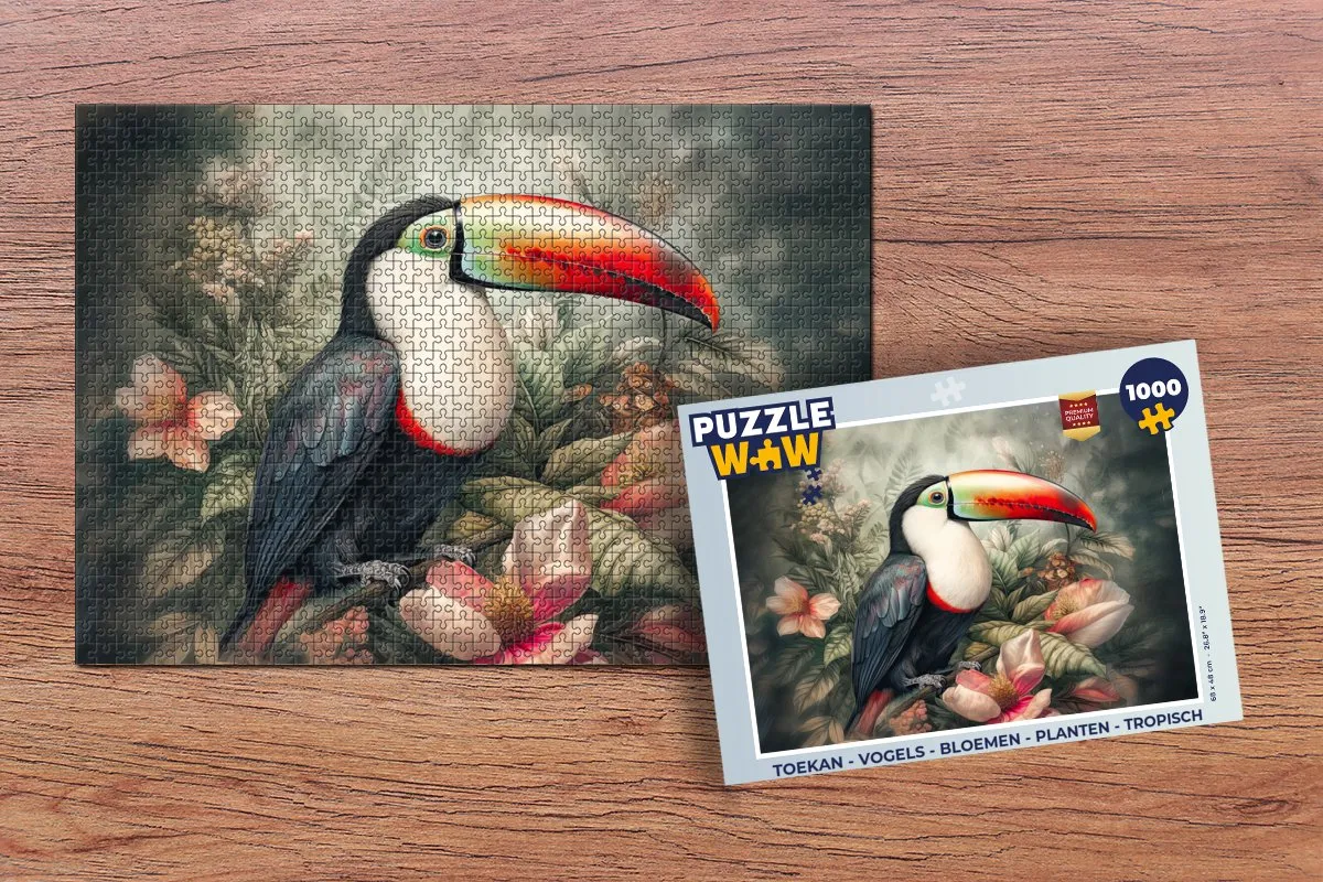 PuzzleWow Vogels Bloemen Planten Legpuzzel 1000 Stuks - Multicolor