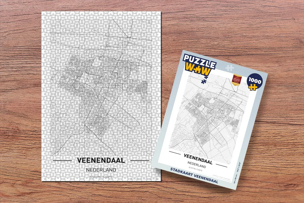 PuzzleWow Stadkaart Veenendaal Legpuzzel 1000 Stuks - Multicolor
