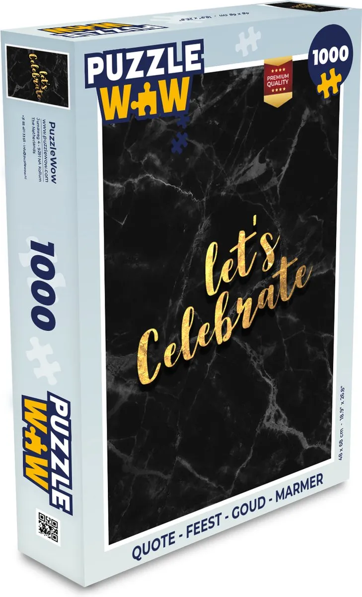 PuzzleWow Quote Feest Legpuzzel 1000 Stuks - Goud/Marmer Multicolor