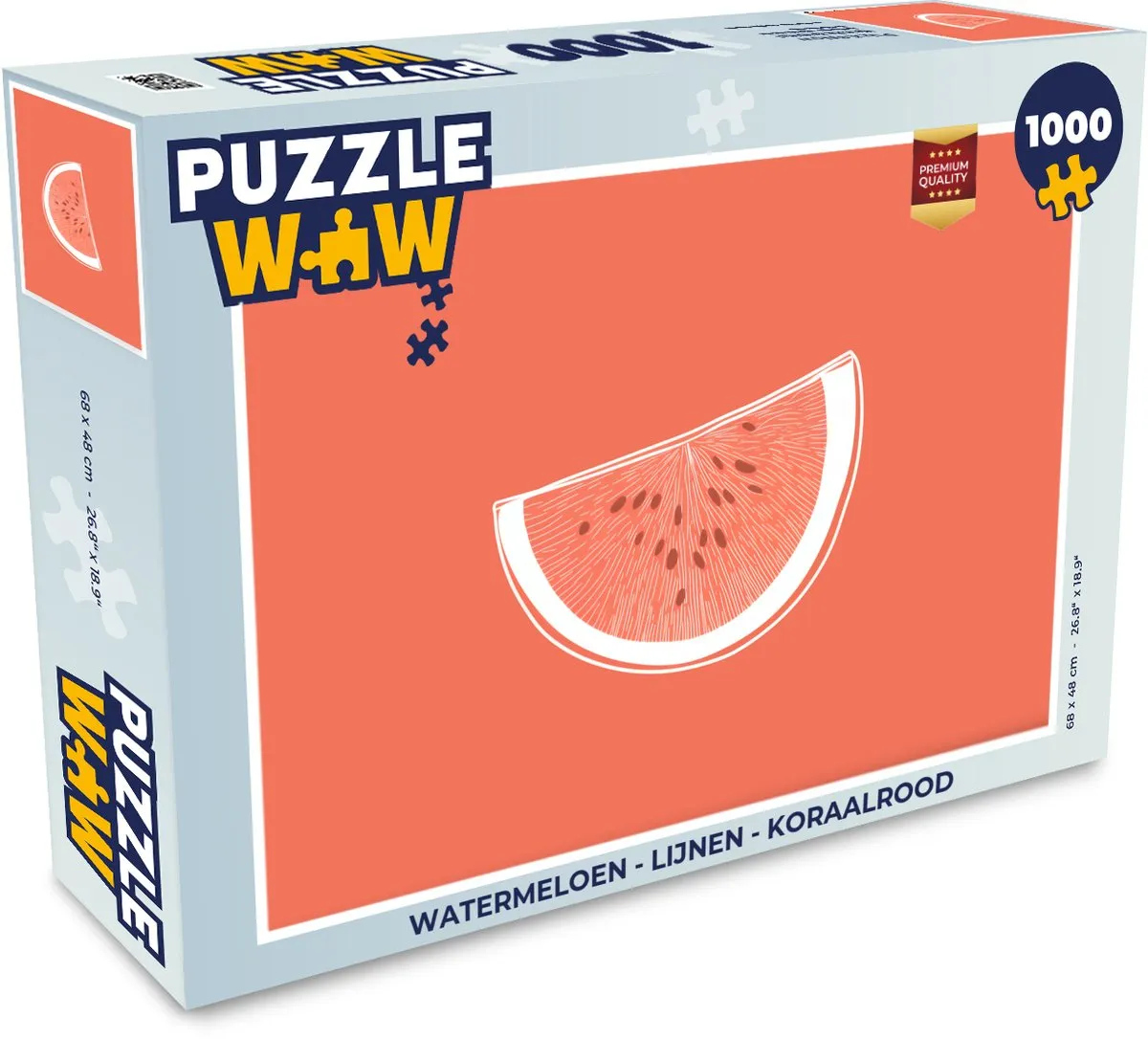 PuzzleWow Watermeloen Legpuzzel 1000 Stuks - Koraalrood