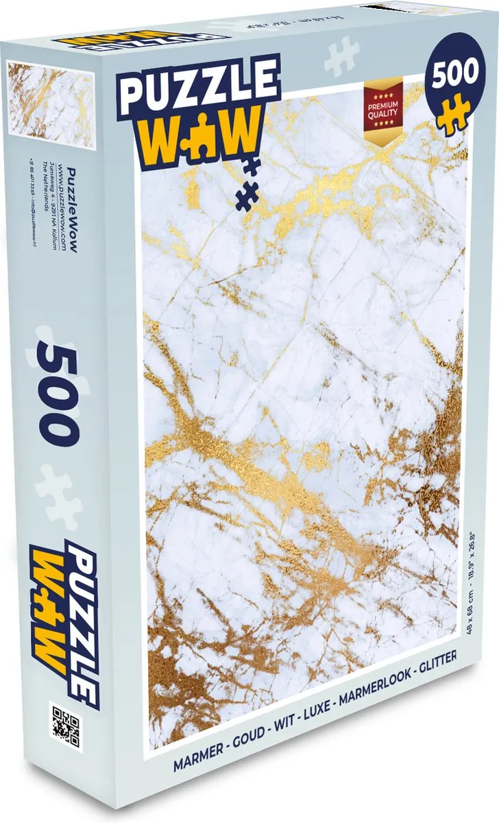 PuzzleWow Marmerlook Glitter Legpuzzel 500 Stuks - Multicolor