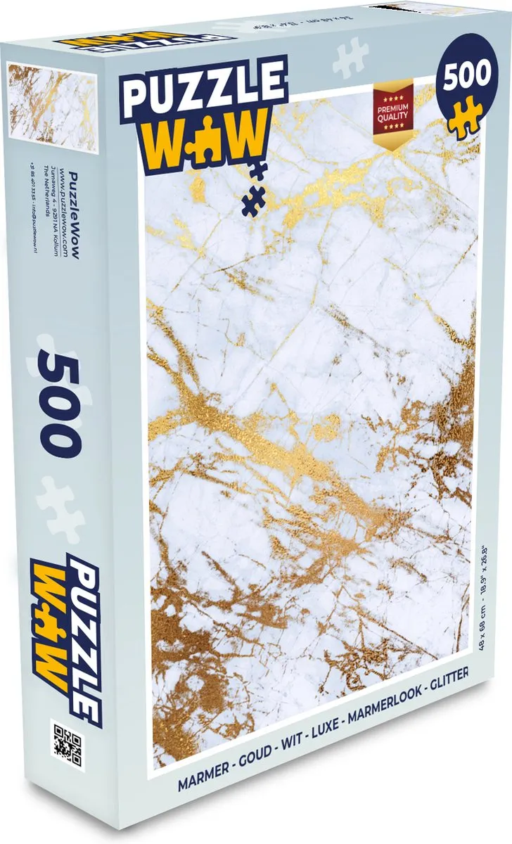 PuzzleWow Marmerlook Glitter Legpuzzel 500 Stuks - Multicolor