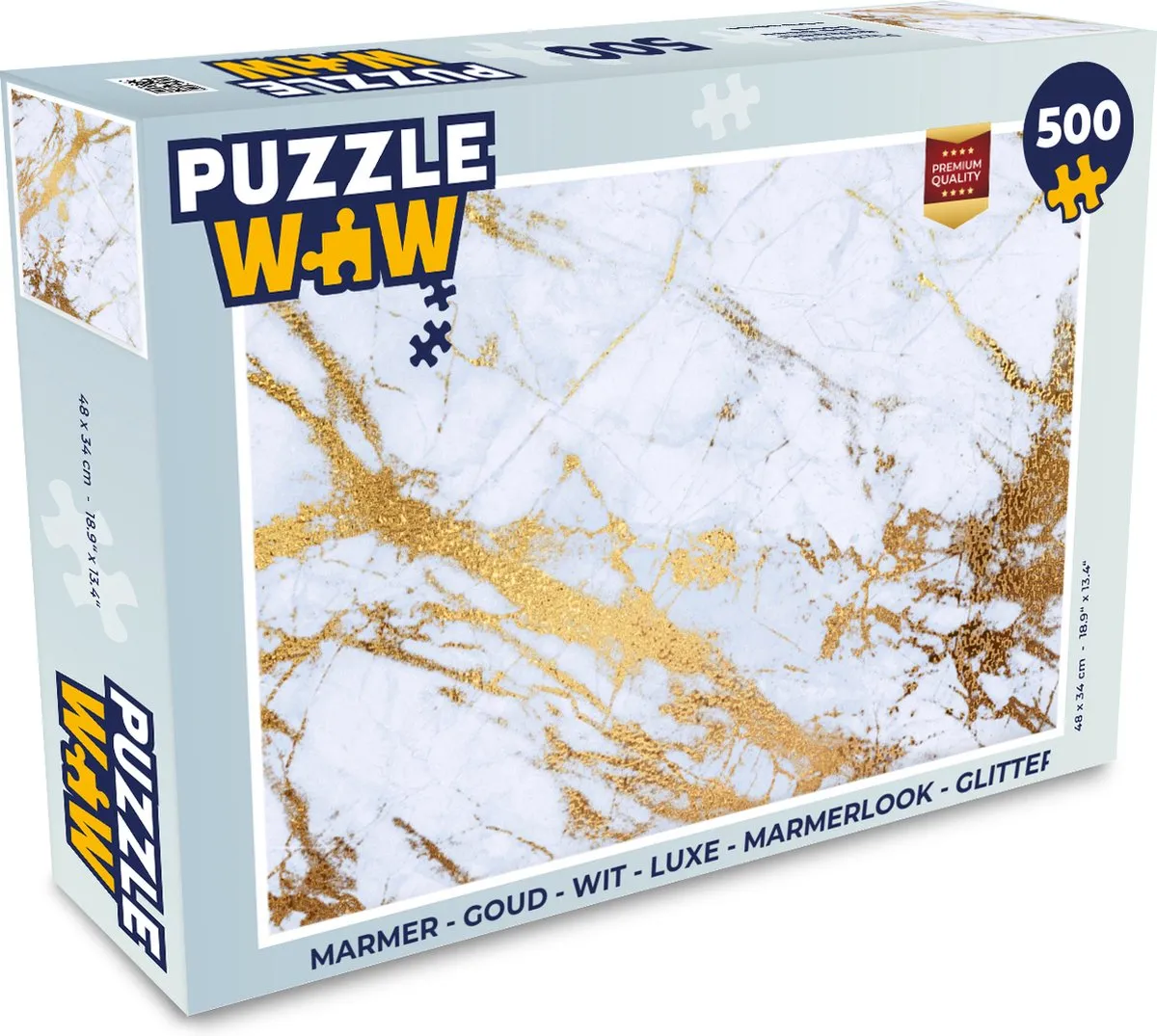 PuzzleWow Marmerlook Glitter Legpuzzel 500 Stuks - Multicolor