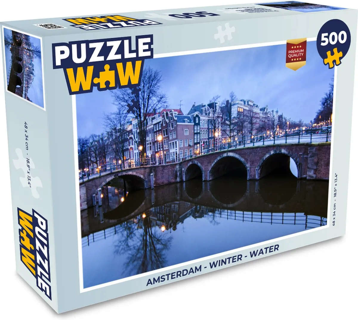 PuzzleWow Amsterdam Winter Water Legpuzzel 500 Stuks - Multicolor