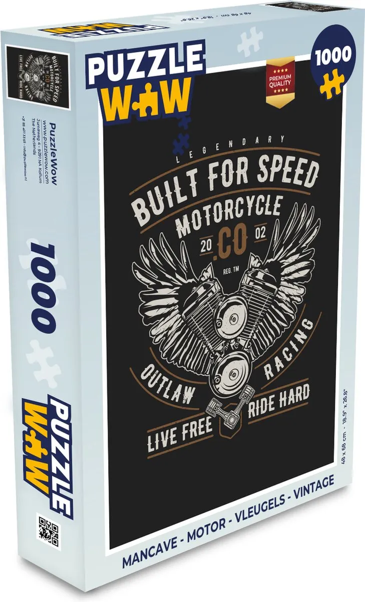 PuzzleWow Mancave Motor Vleugels Legpuzzel 1000 Stuks