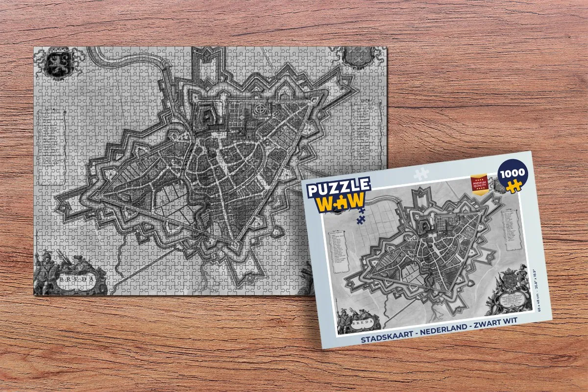 PuzzleWow Stadskaart Nederland Legpuzzel 1000 Stuks - Multicolor