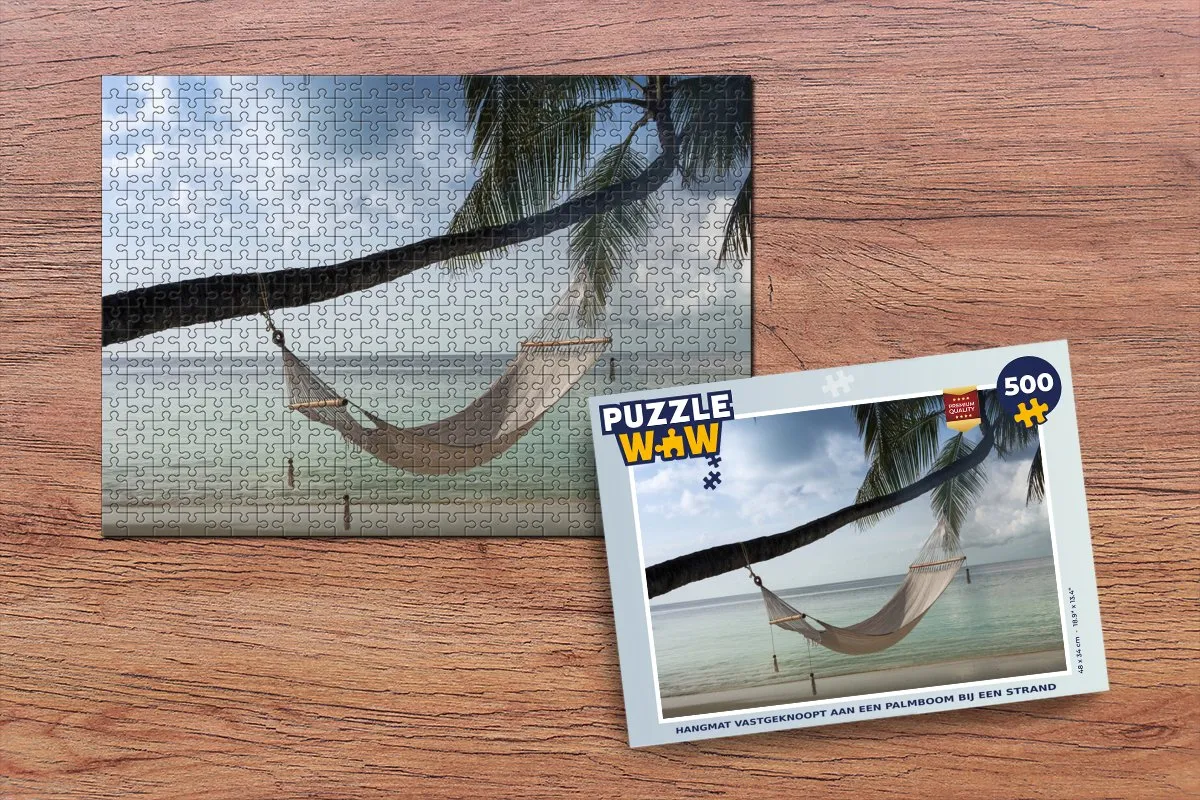 PuzzleWow Palmboom Hangmat Strand Legpuzzel 500 Stuks - Multicolor
