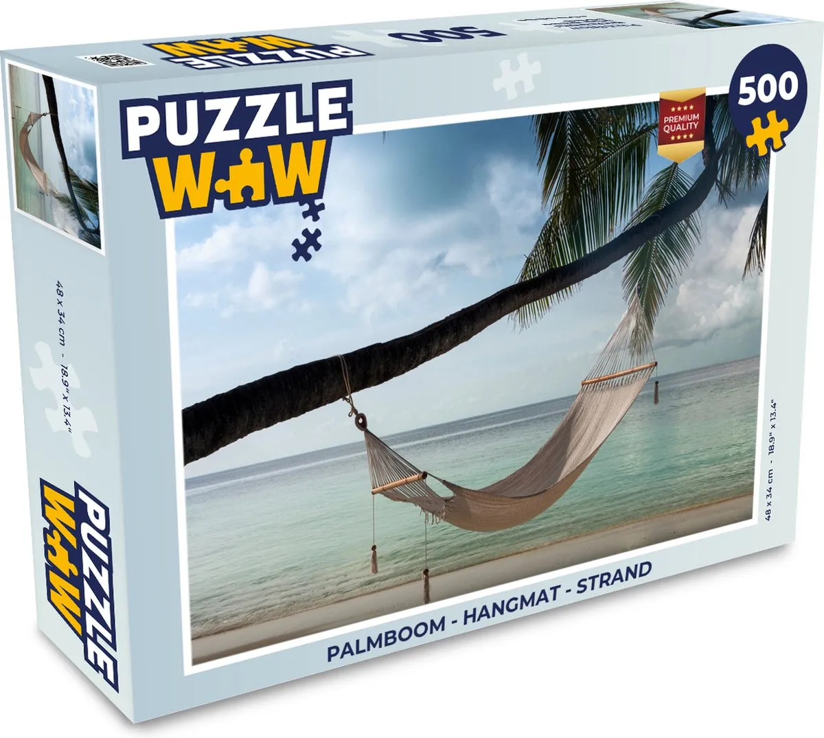 PuzzleWow Palmboom Hangmat Strand Legpuzzel 500 Stuks