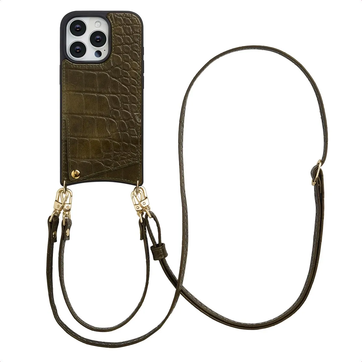 Selencia Croco Backcover iPhone 16 Pro - Donkergroen