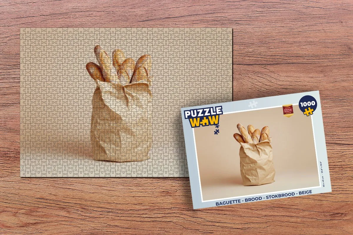 PuzzleWow Baguette Legpuzzel 1000 Stuks - Beige