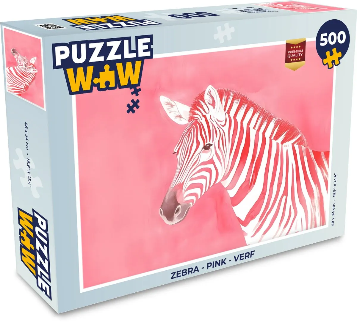 PuzzleWow Zebra Roze Legpuzzel 500 Stuks