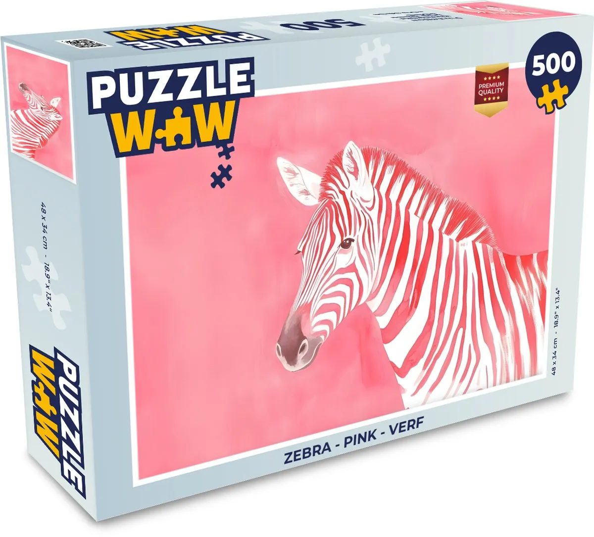 PuzzleWow Zebra Roze Legpuzzel 500 Stuks