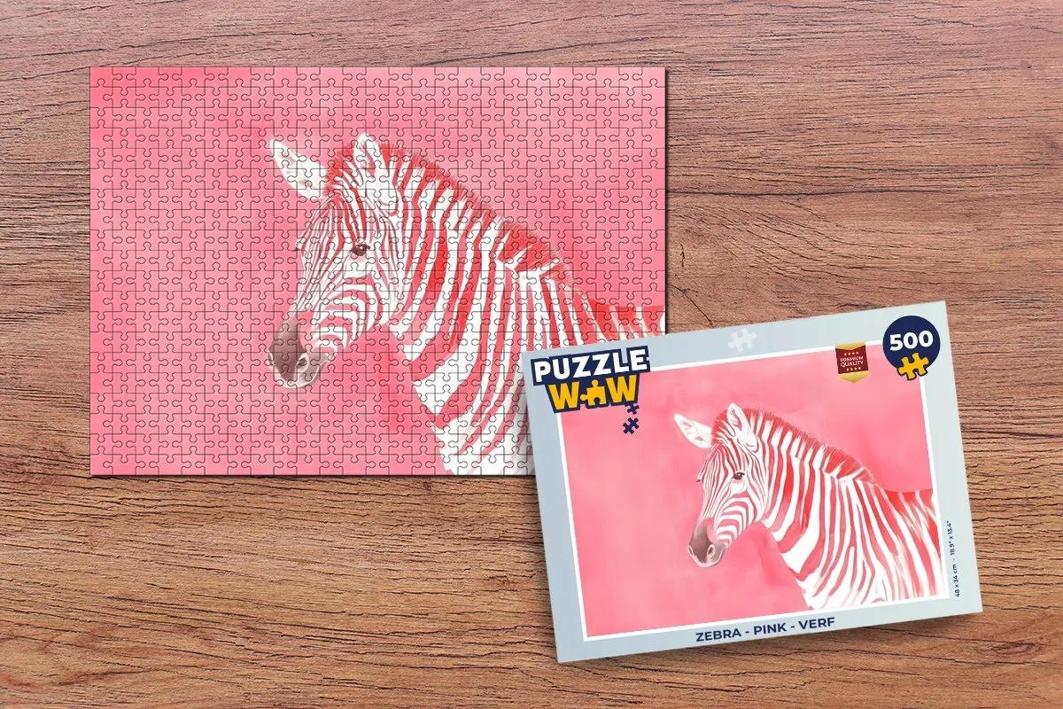 PuzzleWow Zebra Roze Legpuzzel 500 Stuks
