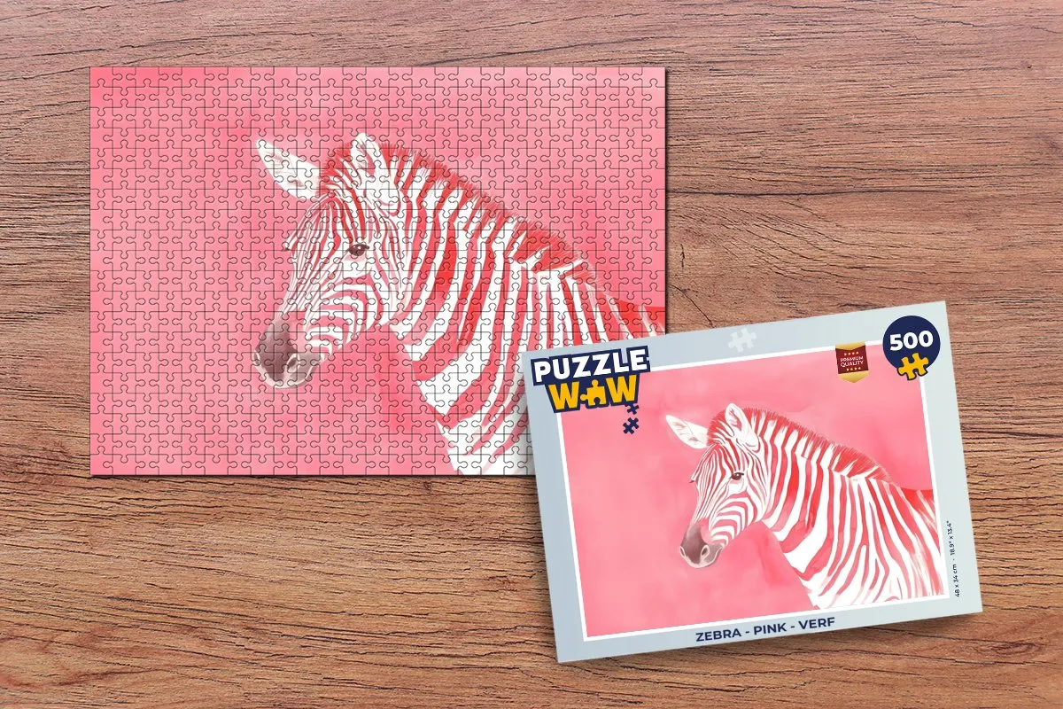 PuzzleWow Zebra Roze Legpuzzel 500 Stuks