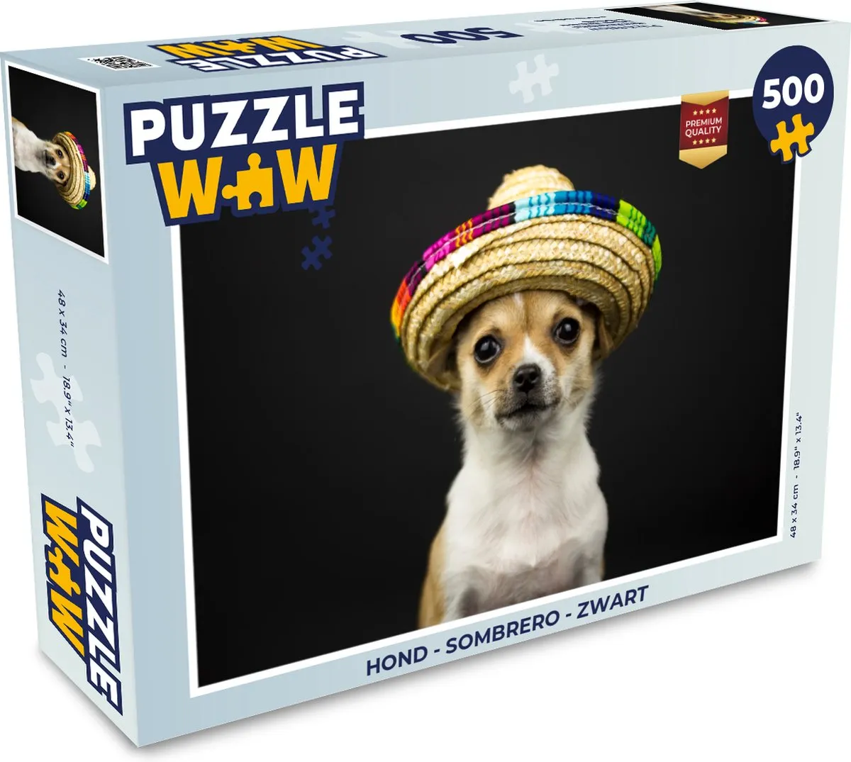 PuzzleWow Hond Sombrero Legpuzzel 500 Stuks