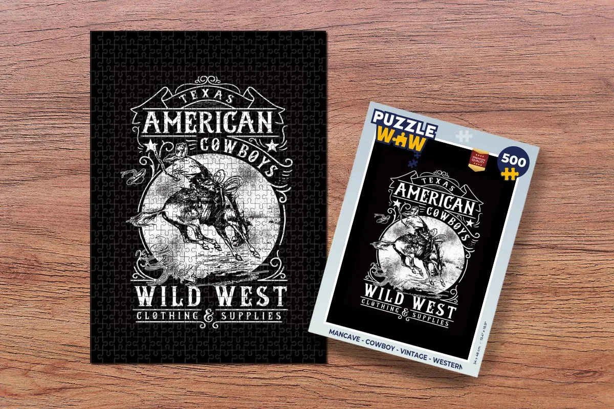 PuzzleWow Mancave Cowboy Vintage Legpuzzel 500 Stuks - Multicolor