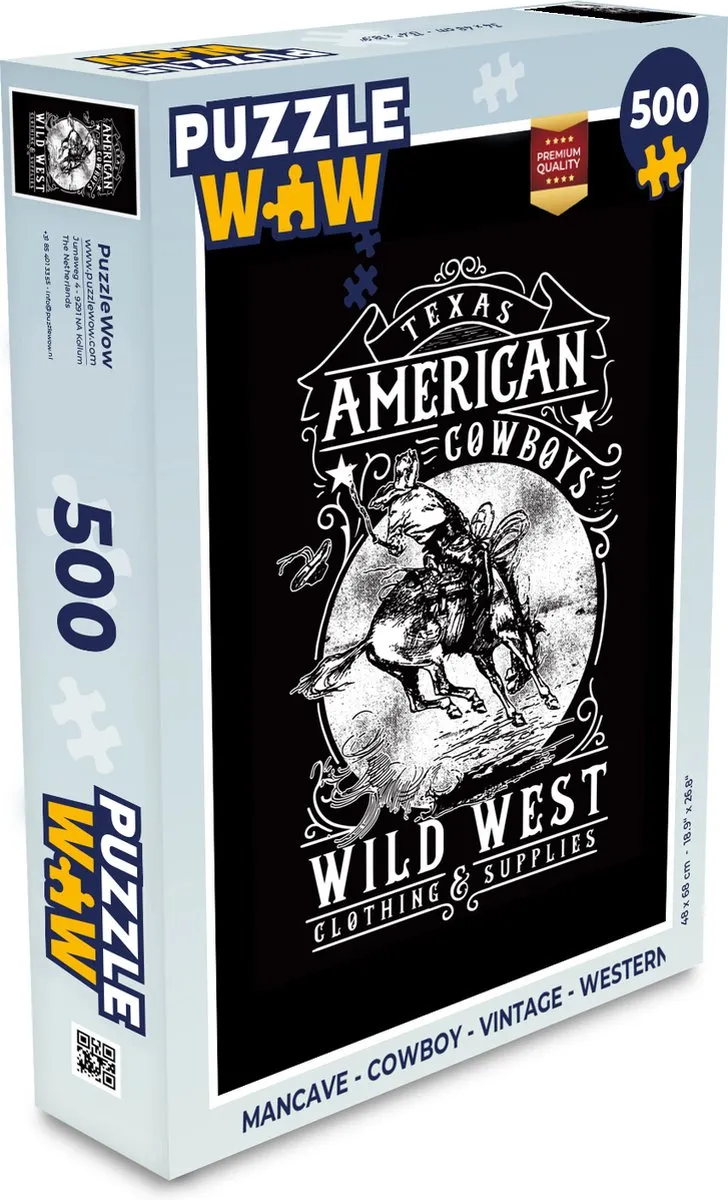 PuzzleWow Mancave Cowboy Vintage Legpuzzel 500 Stuks