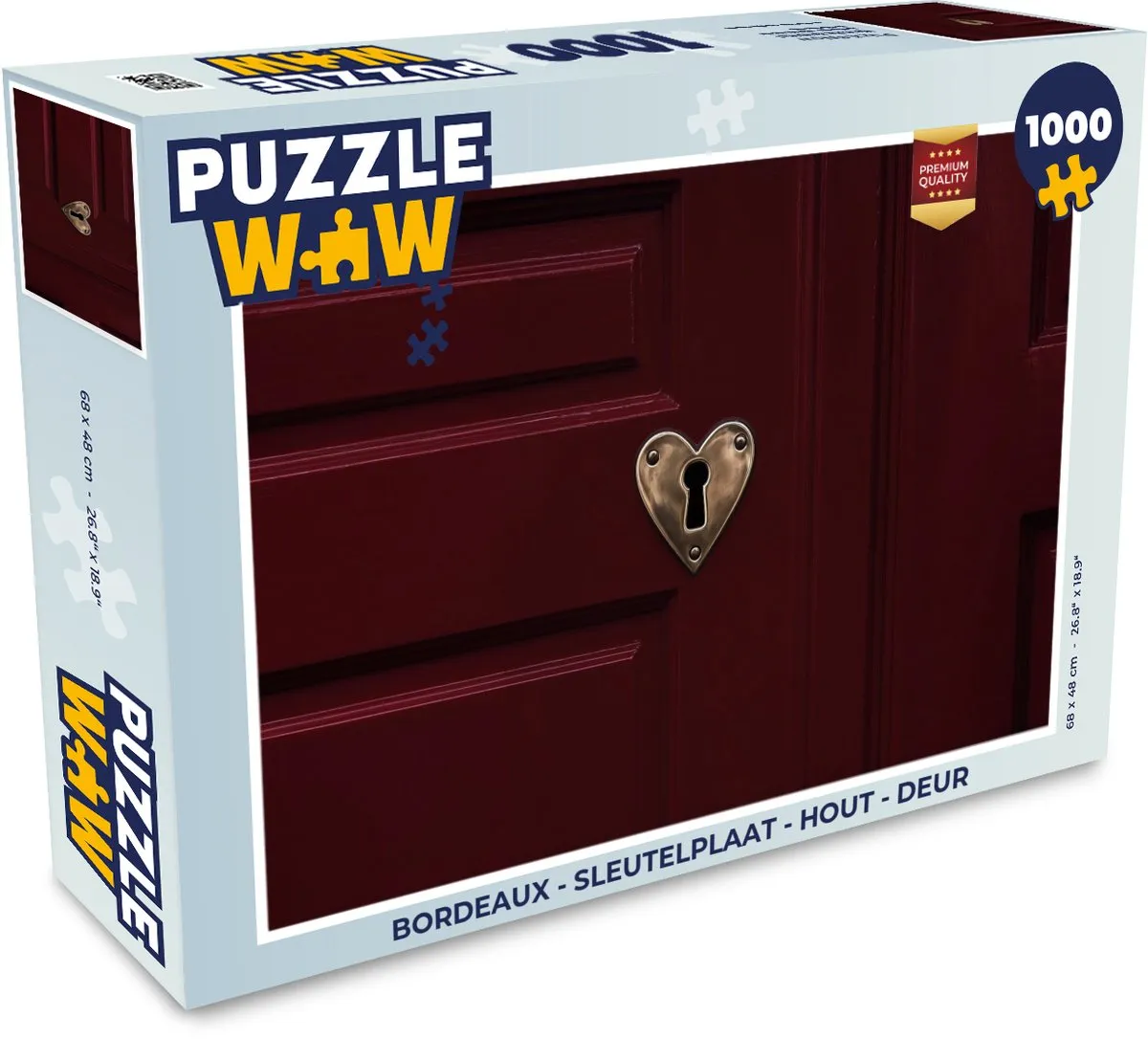PuzzleWow Bordeaux Sleutelplaat Legpuzzel 1000 Stuks - Hout - Hart & Slot
