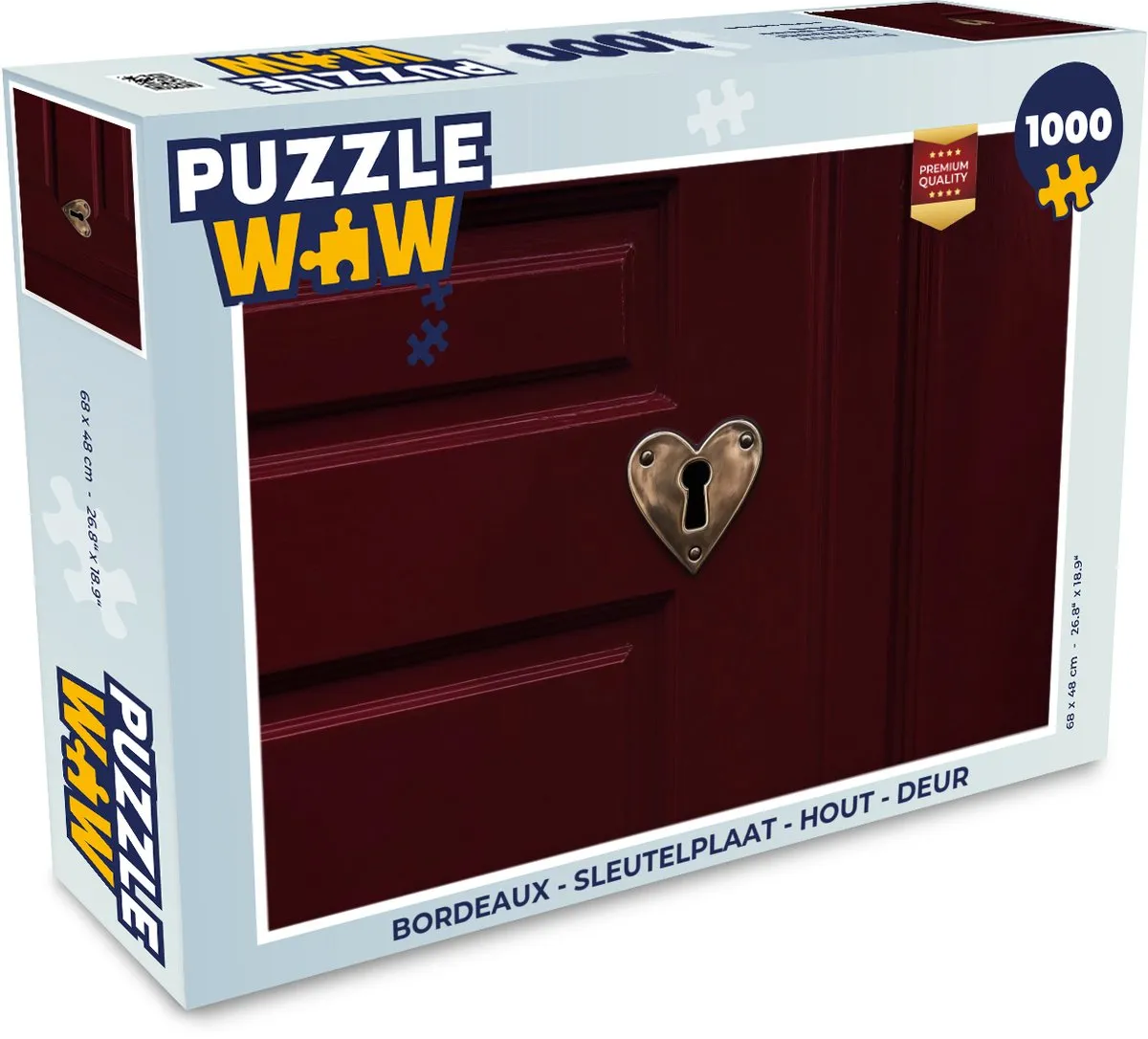 PuzzleWow Bordeaux Sleutelplaat Legpuzzel 1000 Stuks - Hout - Hart & Slot