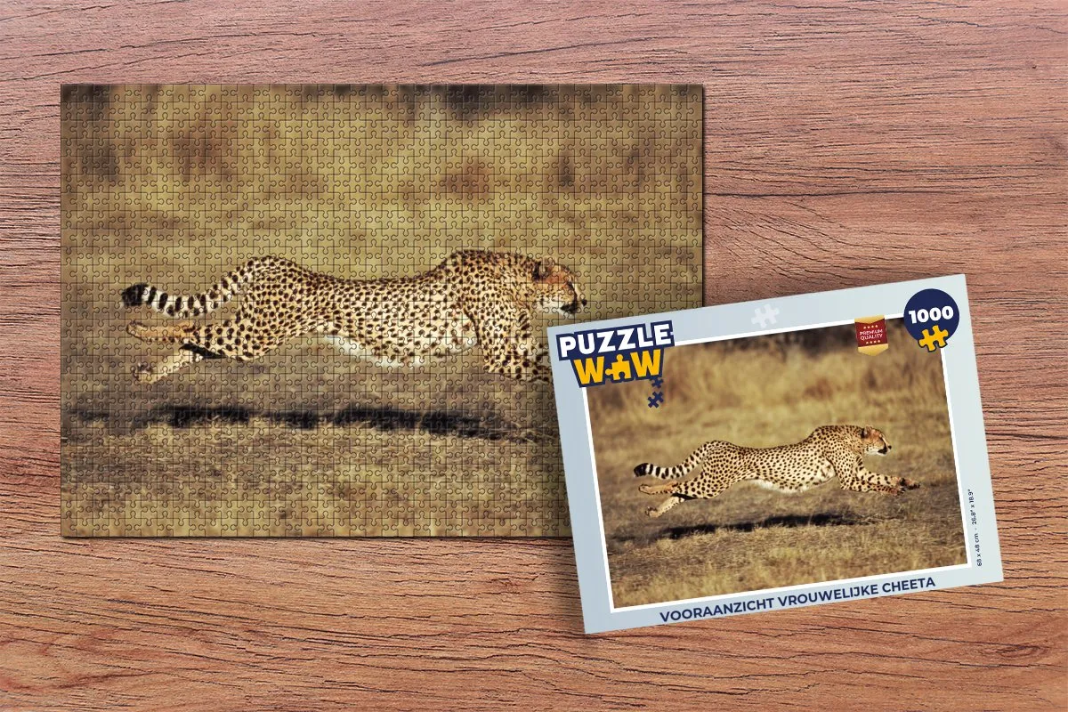 PuzzleWow Legpuzzel Vooraanzicht Vrouwelijke Cheeta 1000 Stuks - Multicolor