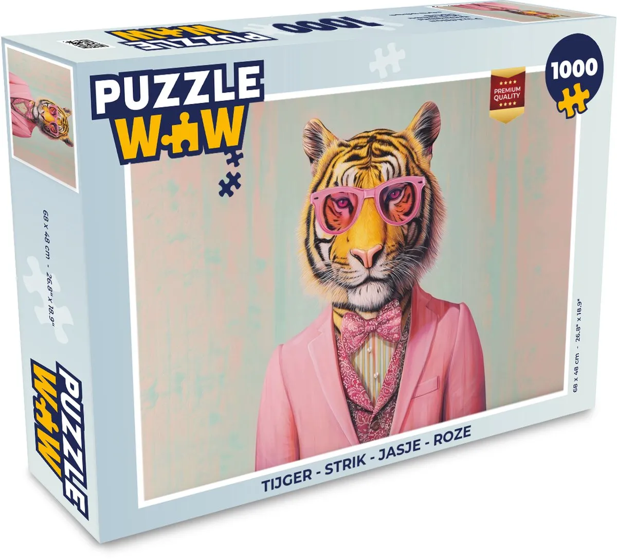 PuzzleWow Tijger Strik Jasje Legpuzzel 1000 Stuks - Roze