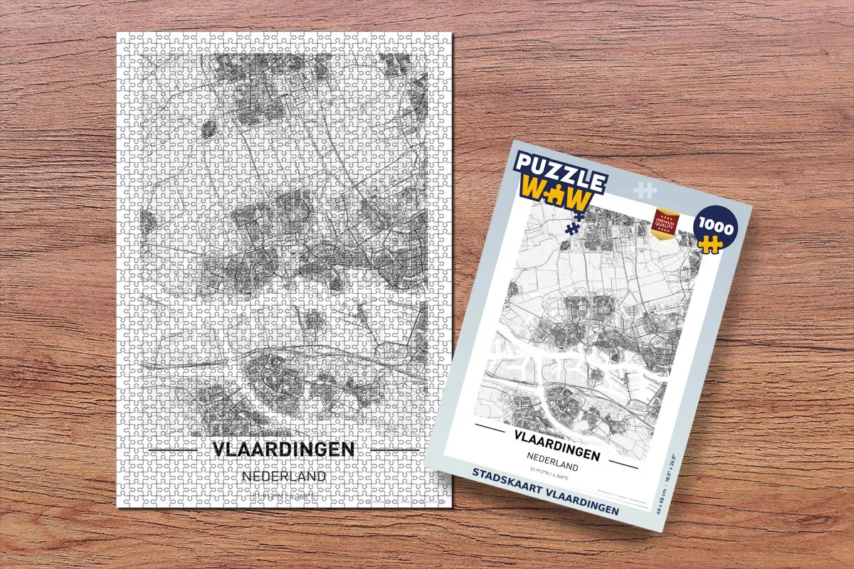 PuzzleWow Stadskaart Vlaardingen Legpuzzel 1000 Stuks - Multicolor
