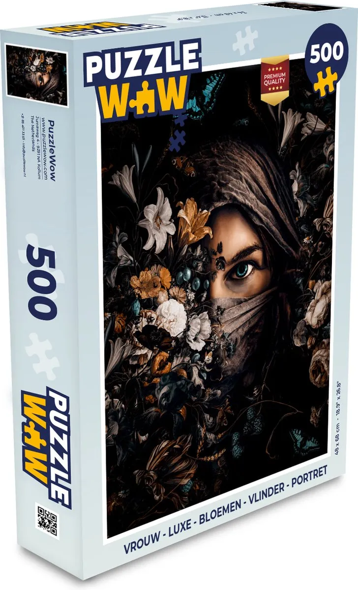 PuzzleWow Bloemen Vlinder Portret Legpuzzel 500 Stuks