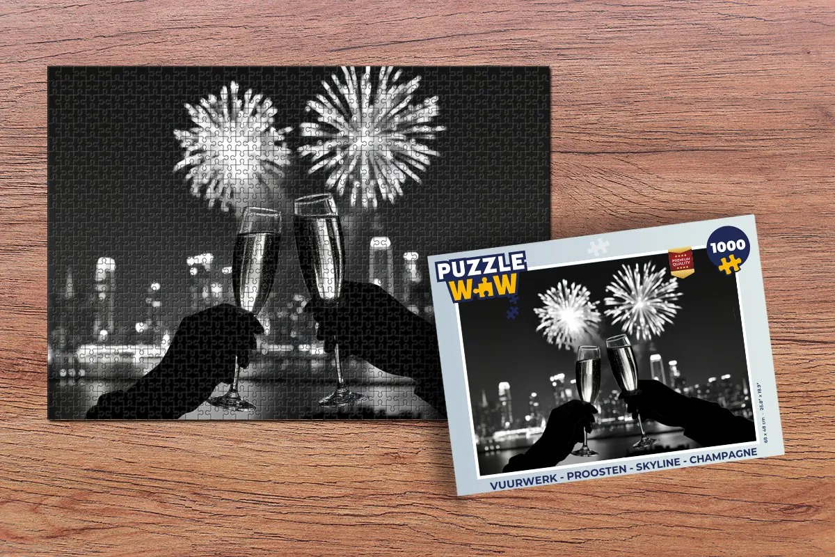 PuzzleWow Proosten Skyline Legpuzzel 1000 Stuks - Champagne