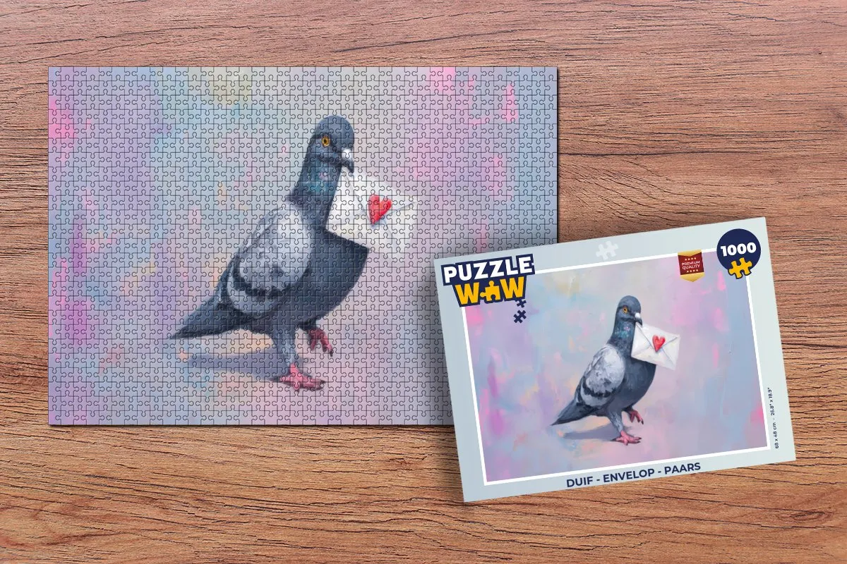 PuzzleWow Duif Hartje Legpuzzel 1000 Stuks - Paars