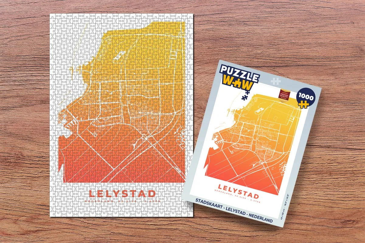 PuzzleWow Stadskaart Lelystad - Legpuzzel 1000 Stuks - Multicolor
