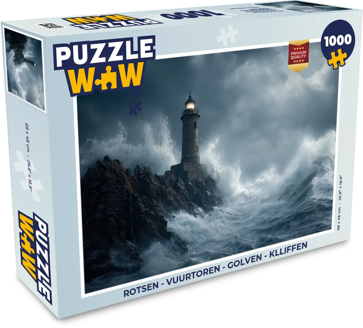 PuzzleWow Rotsen Vuurtoren Golven Legpuzzel 1000 Stuks