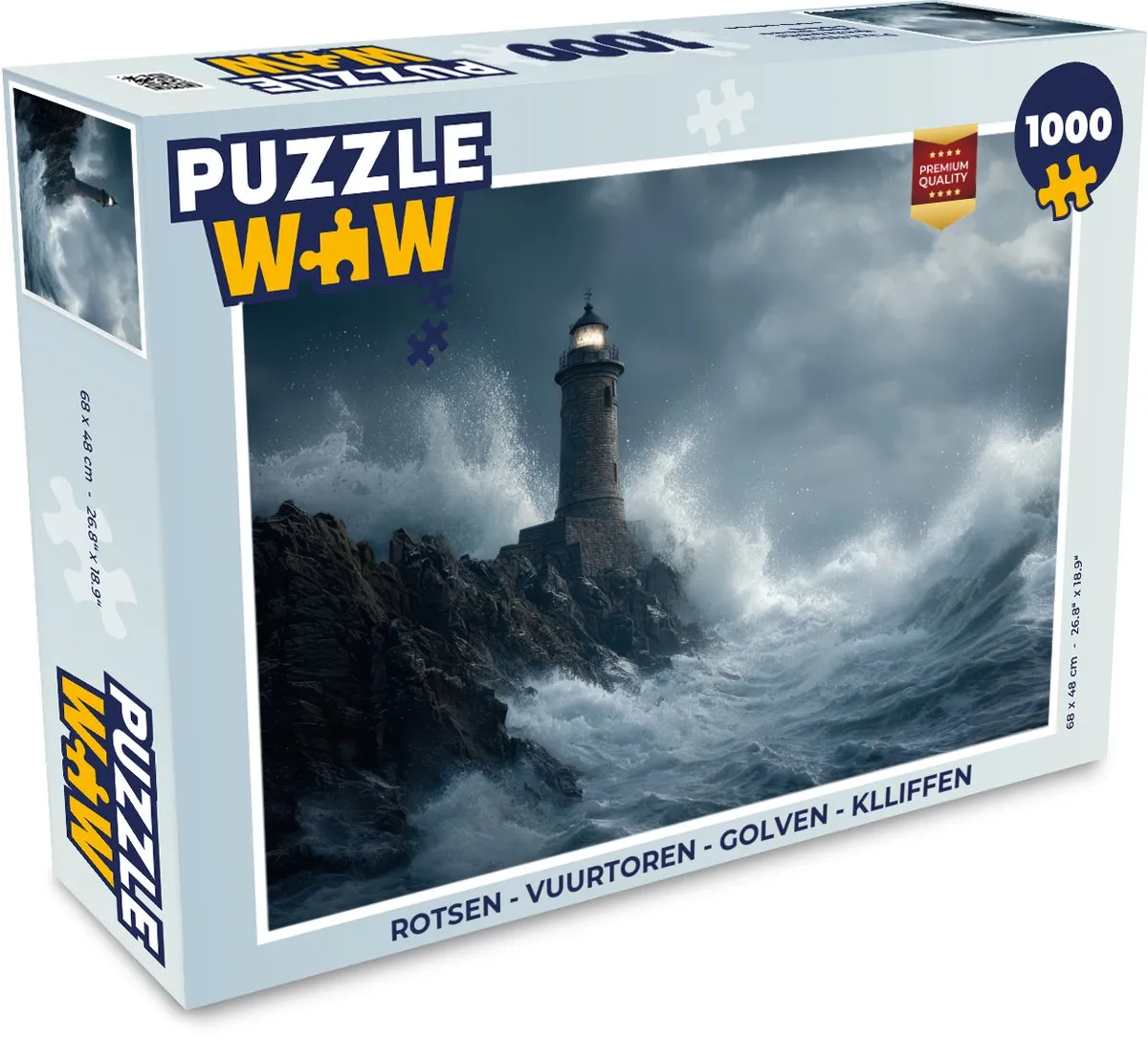 PuzzleWow Rotsen Vuurtoren Golven Legpuzzel 1000 Stuks