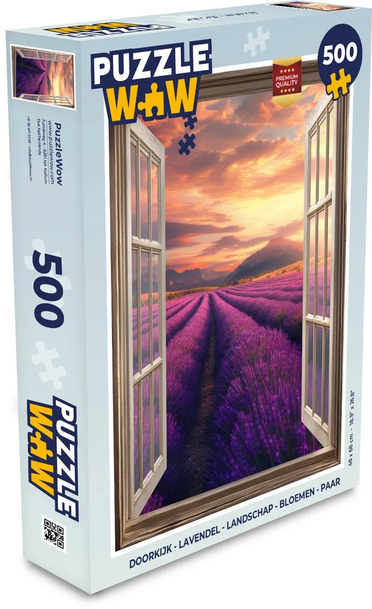 PuzzleWow Doorkijk Lavendel Landschap Puzzel 500 Stuks