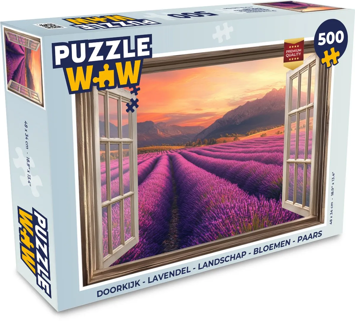 PuzzleWow Doorkijk Lavendel Landschap Puzzel 500 Stuks - Paars