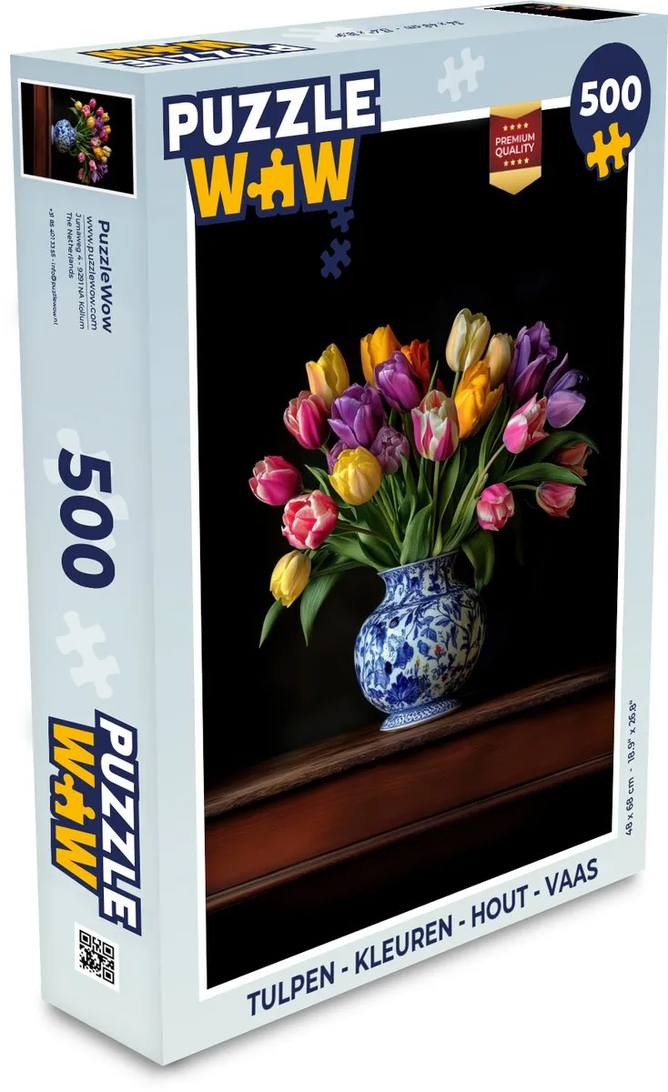 PuzzleWow Tulpen Legpuzzel 500 Stuks - Houten Puzzel - Kleurrijk