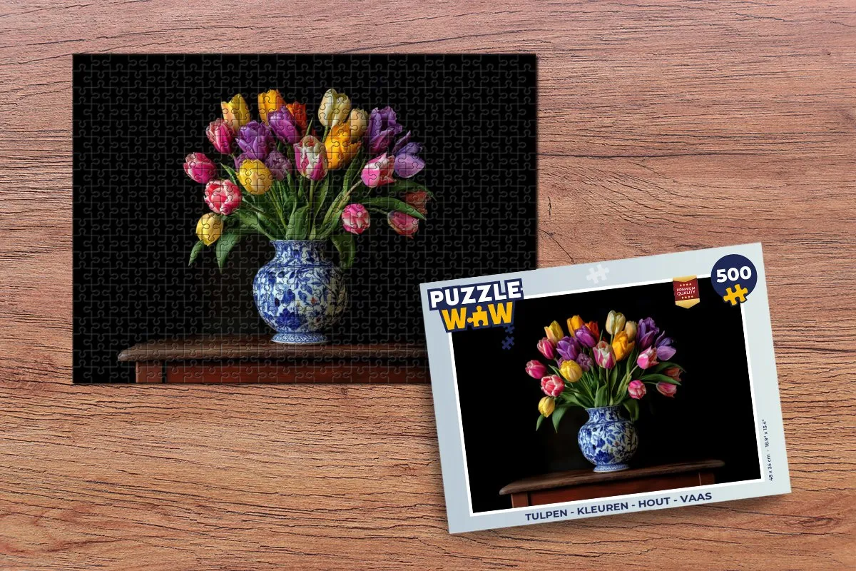 PuzzleWow Tulpen Legpuzzel 500 Stuks - Houten Puzzel - Kleurrijk