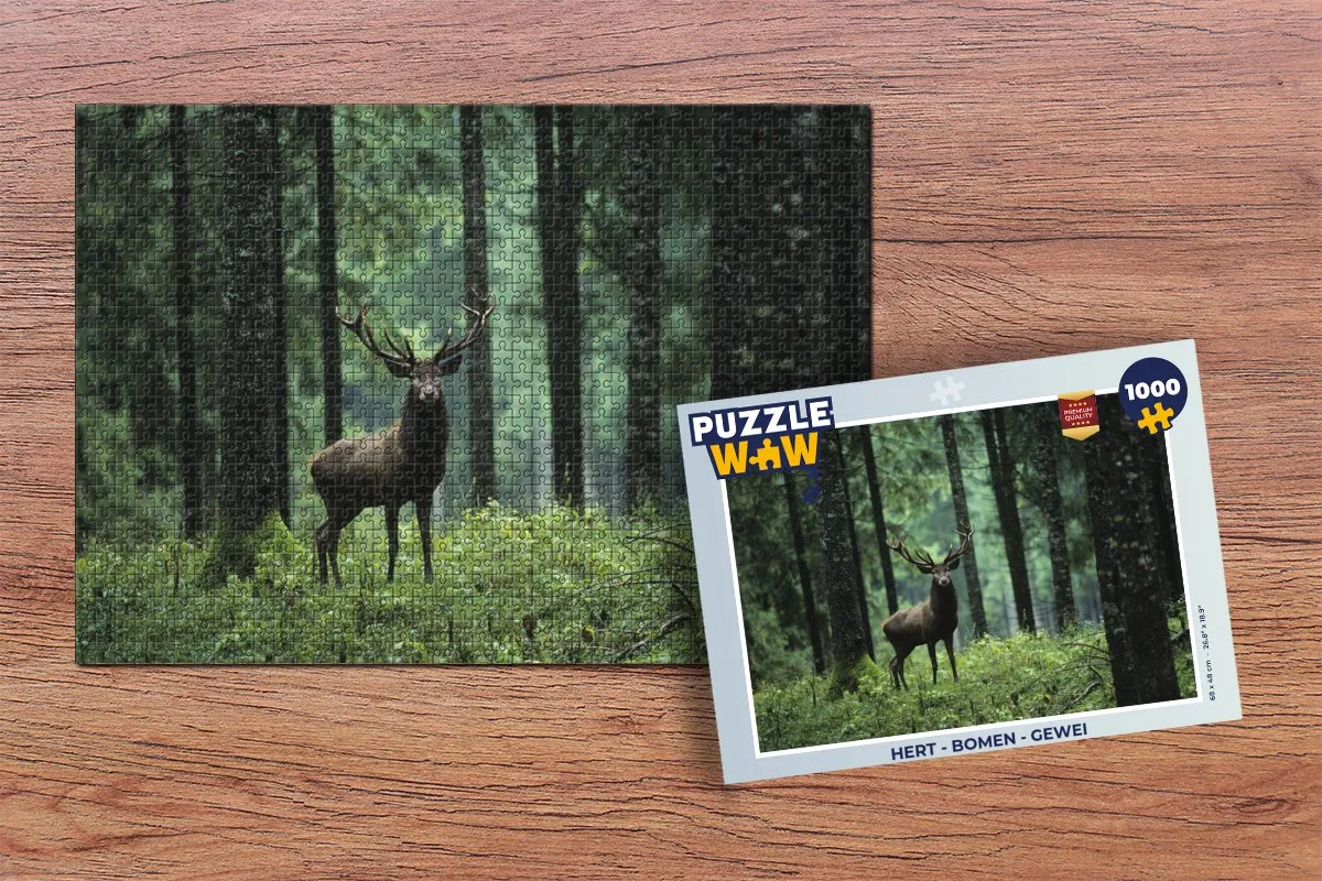 PuzzleWow Hert met Gewei Legpuzzel 1000 Stuks - Multicolor
